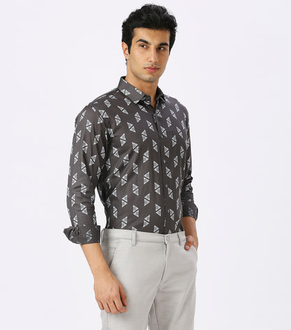 LIGHT GREY PRINT SHIRT