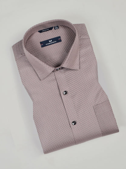 KOMPANION Men's Self structure Shirt - Light Brown