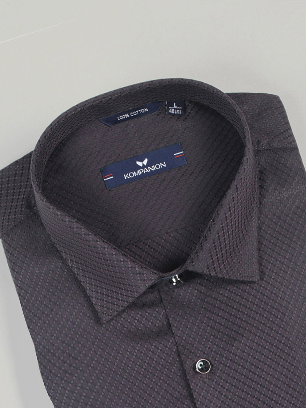 KOMPANION Men's Self structure Shirt - Dark Brown