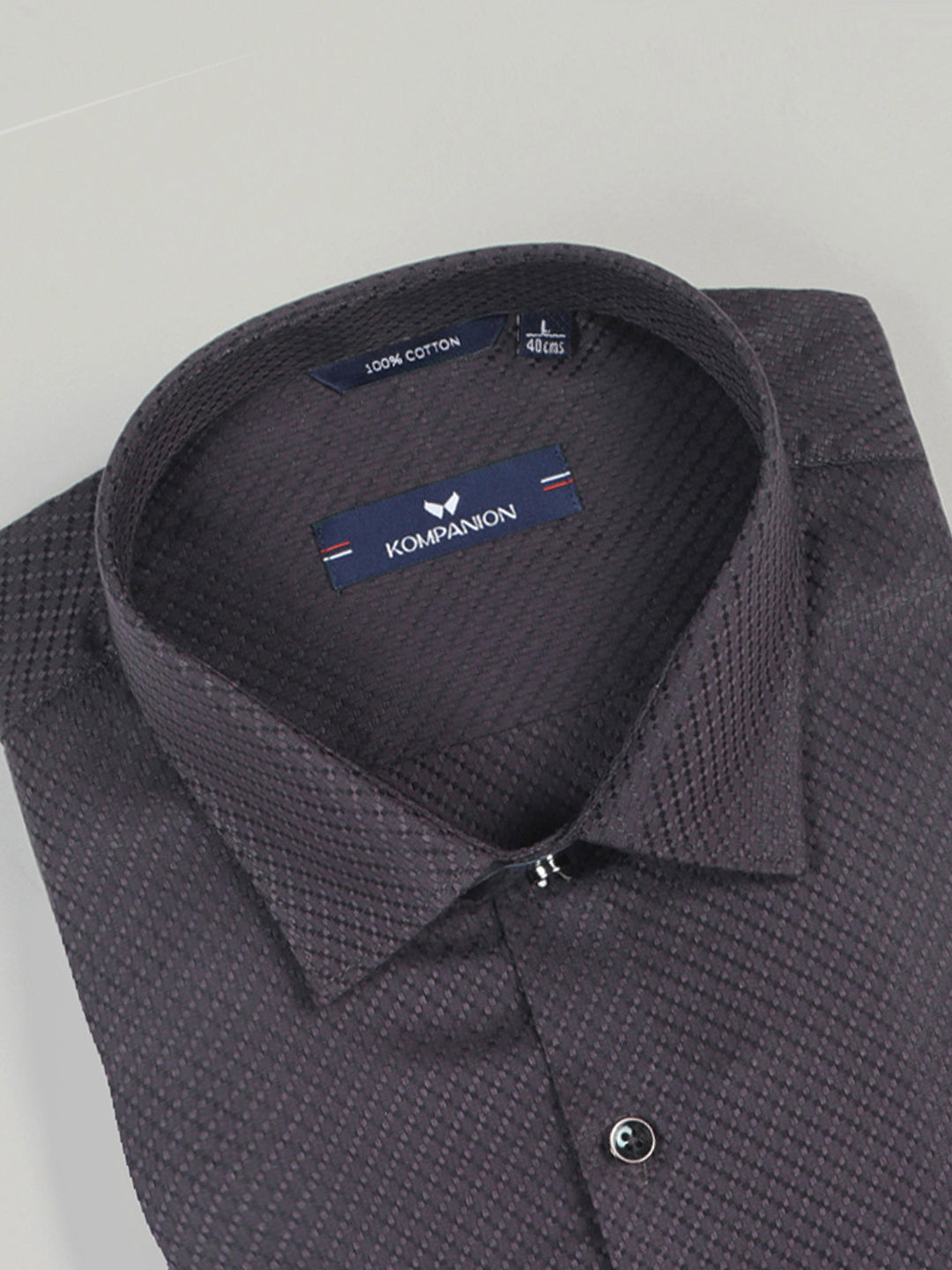 KOMPANION Men's Self structure Shirt - Dark Brown