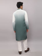 KOMPANION Men's Ombre Style Green Kurta