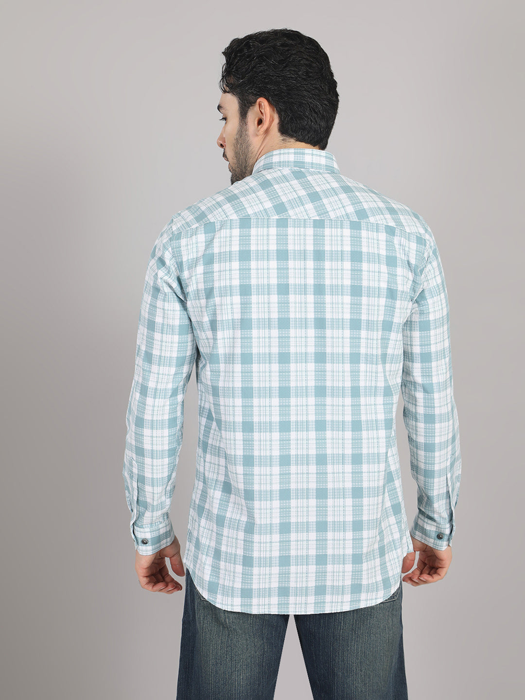 KOMPANION Men's Light Green Checks Shirt