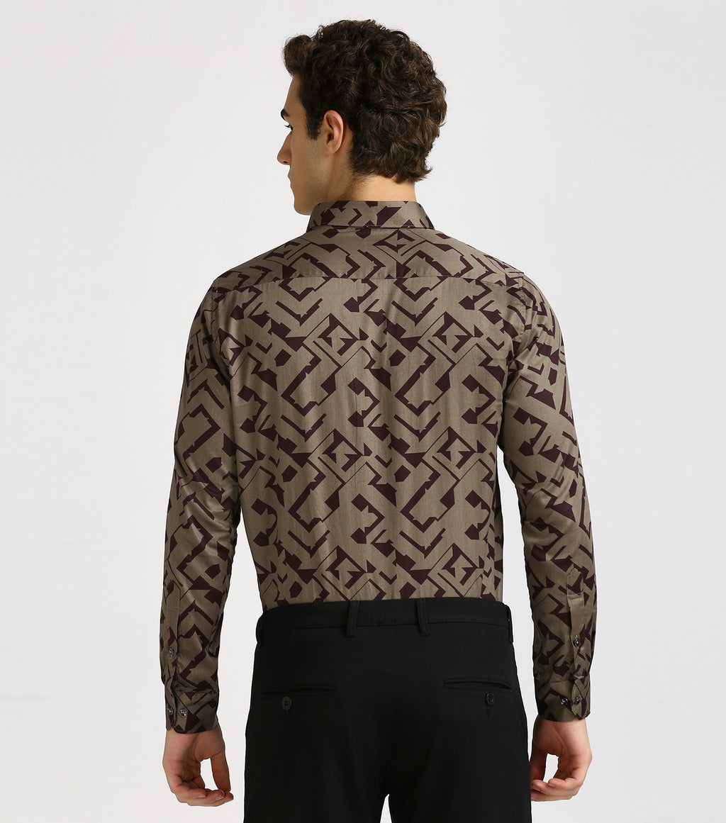 MAROON PRINT SHIRT | Satin