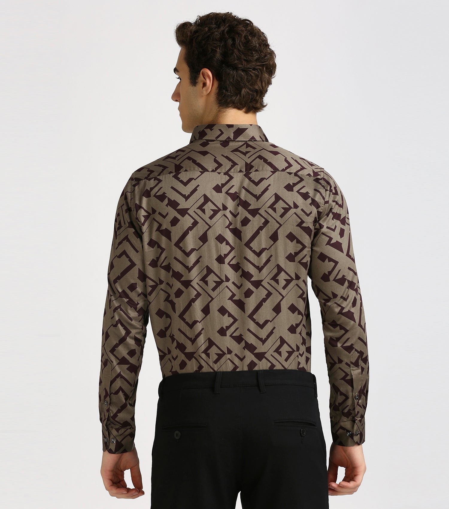 MAROON PRINT SHIRT | Satin