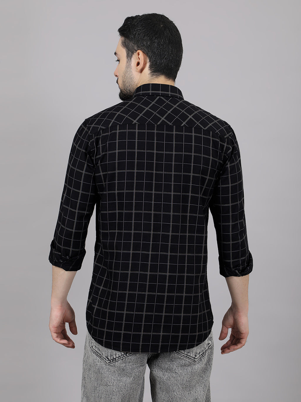 Kompanion Men's Black Checks Shirt