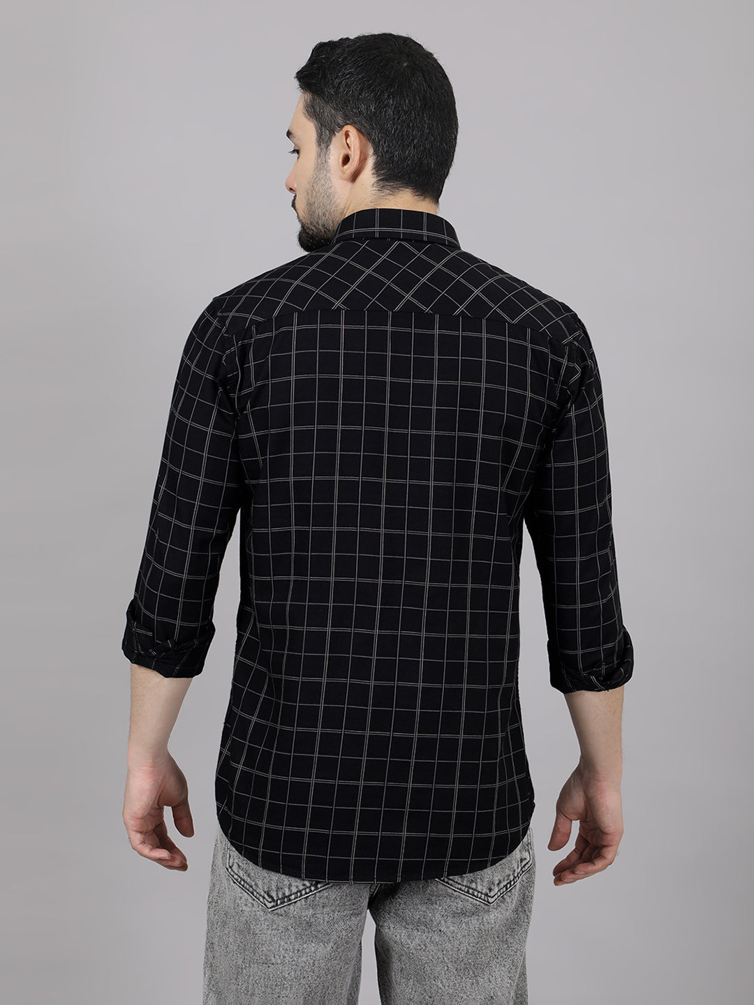 Kompanion Men's Black Checks Shirt