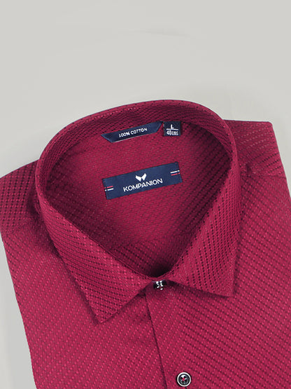 KOMPANION Men's Self structure Shirt - Maroon