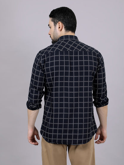 Kompanion Men's Navyblue Checks Shirt