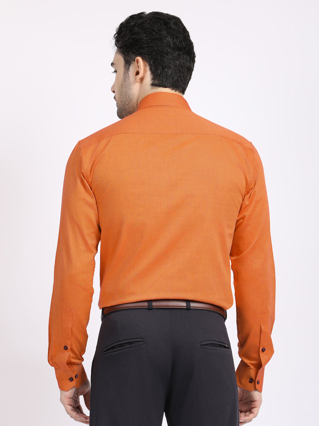 Men's Solid Orange Shirt - Allen Brown