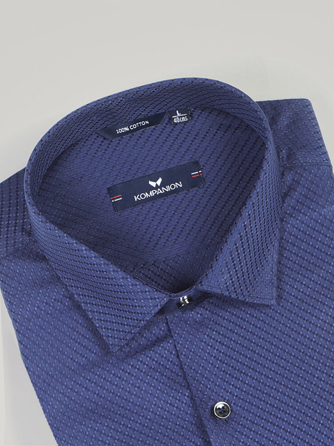 KOMPANION Men's Self structure Shirt - Blue