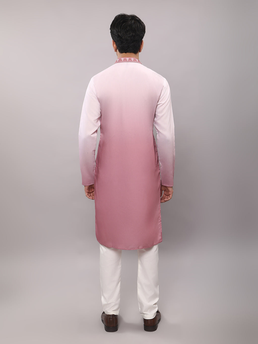 KOMPANION Men's Ombre Style Pink Kurta