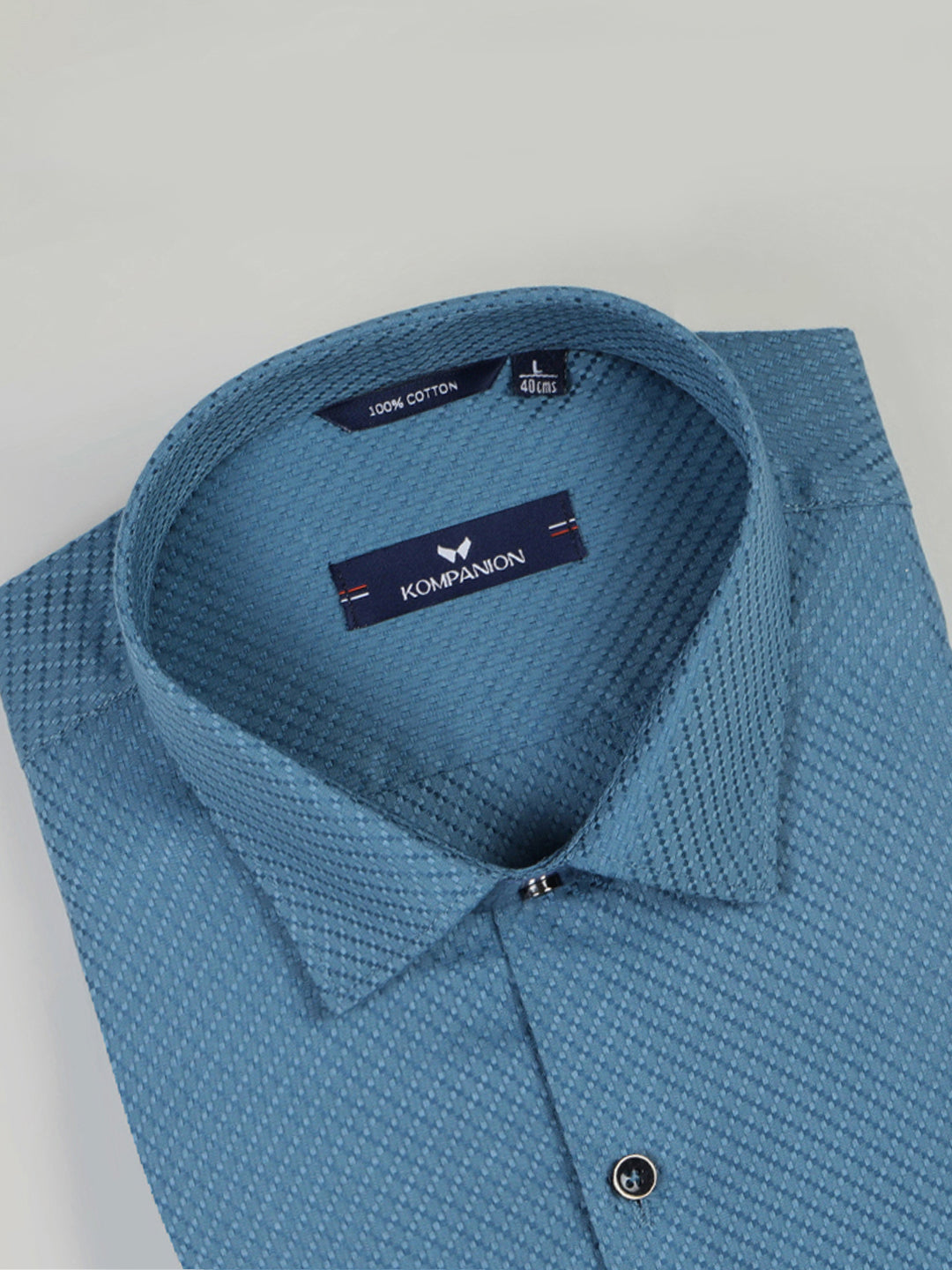 KOMPANION Men's Self structure Shirt - Teal Blue