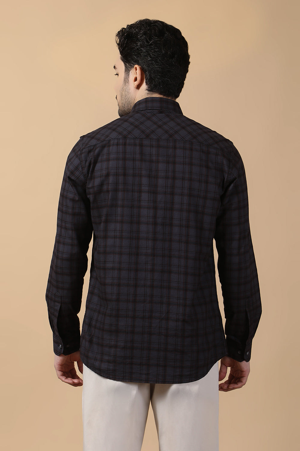 KOMPANION Men's Dark Grey Checks Shirt