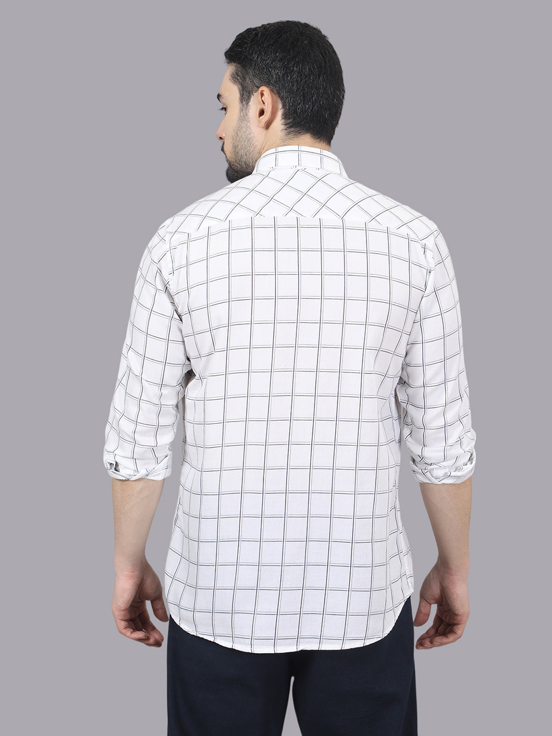 Kompanion Men's Navyblue/White Checks Shirt