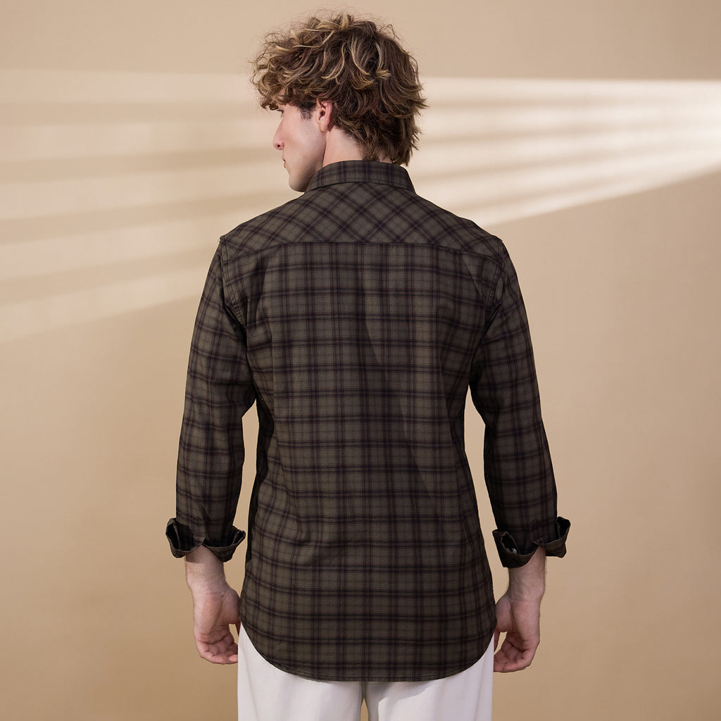 KOMPANION Men's Light Green Checks Shirt