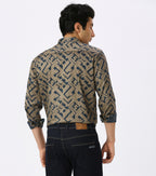 BLUE PRINT SHIRT | Satin
