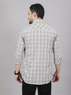 Kompanion Men's Light Brown/White Checks Shirt