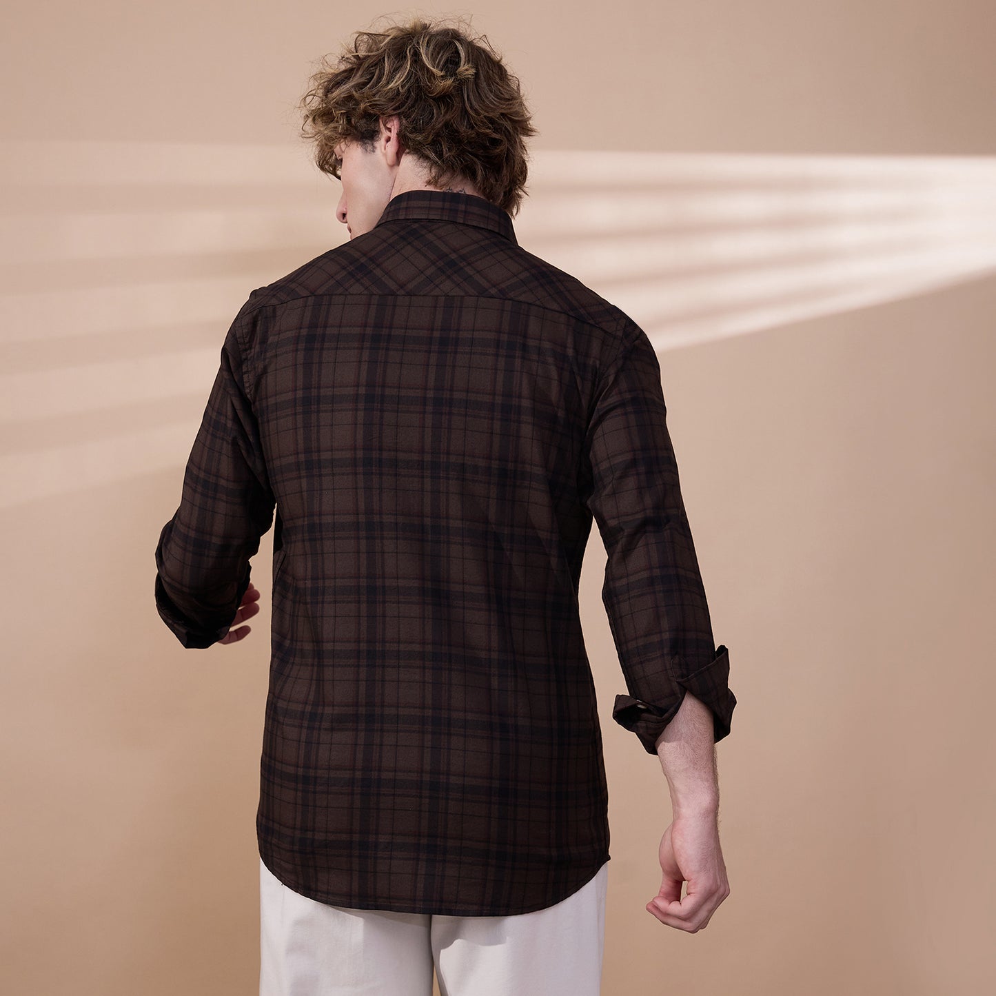 KOMPANION Men's Dark Brown Checks Shirt