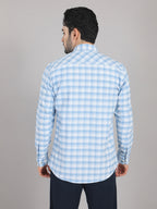 KOMPANION Men's Light Blue Checks Shirt