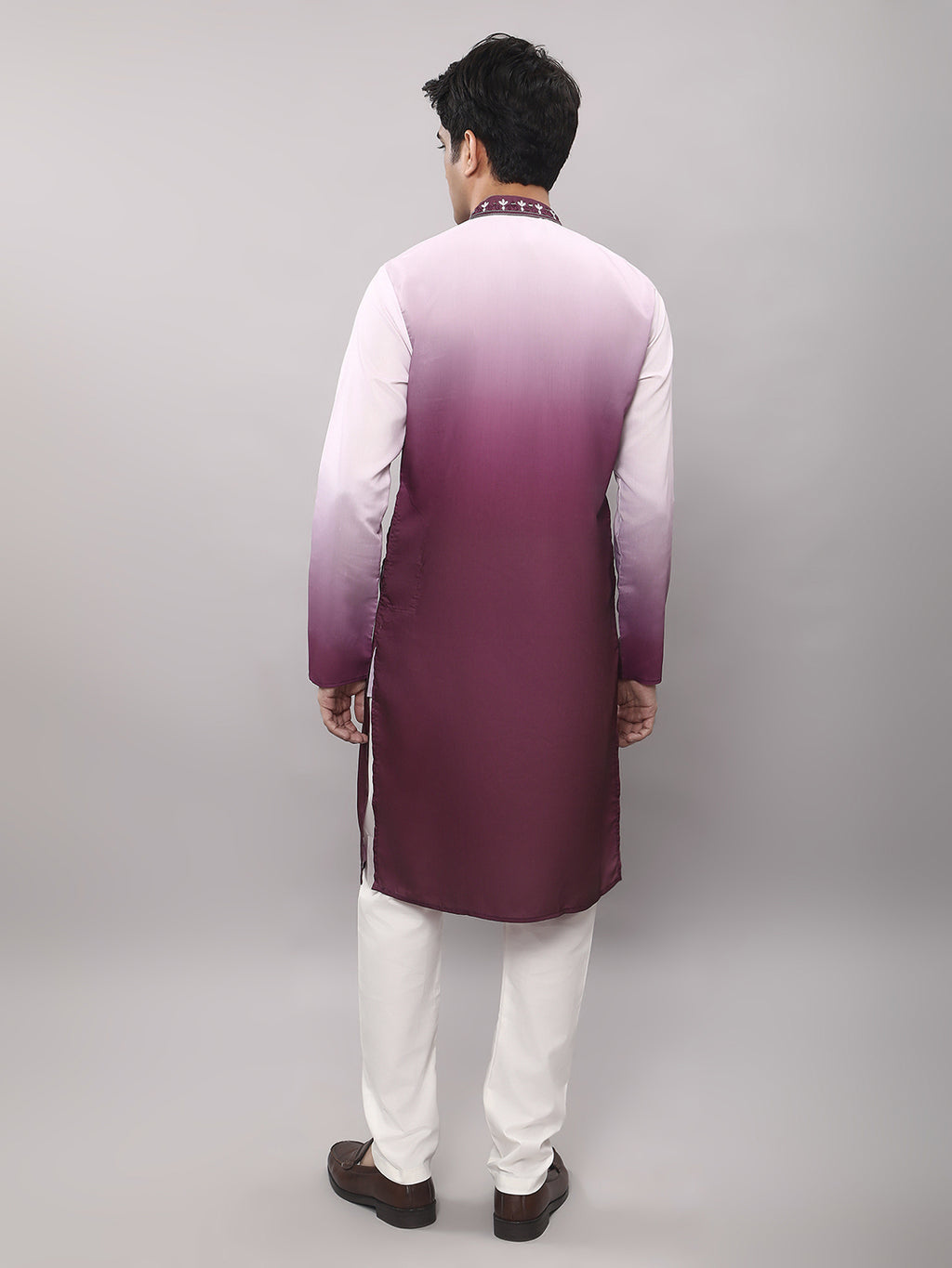 KOMPANION Men's Ombre Style Magenta Kurta
