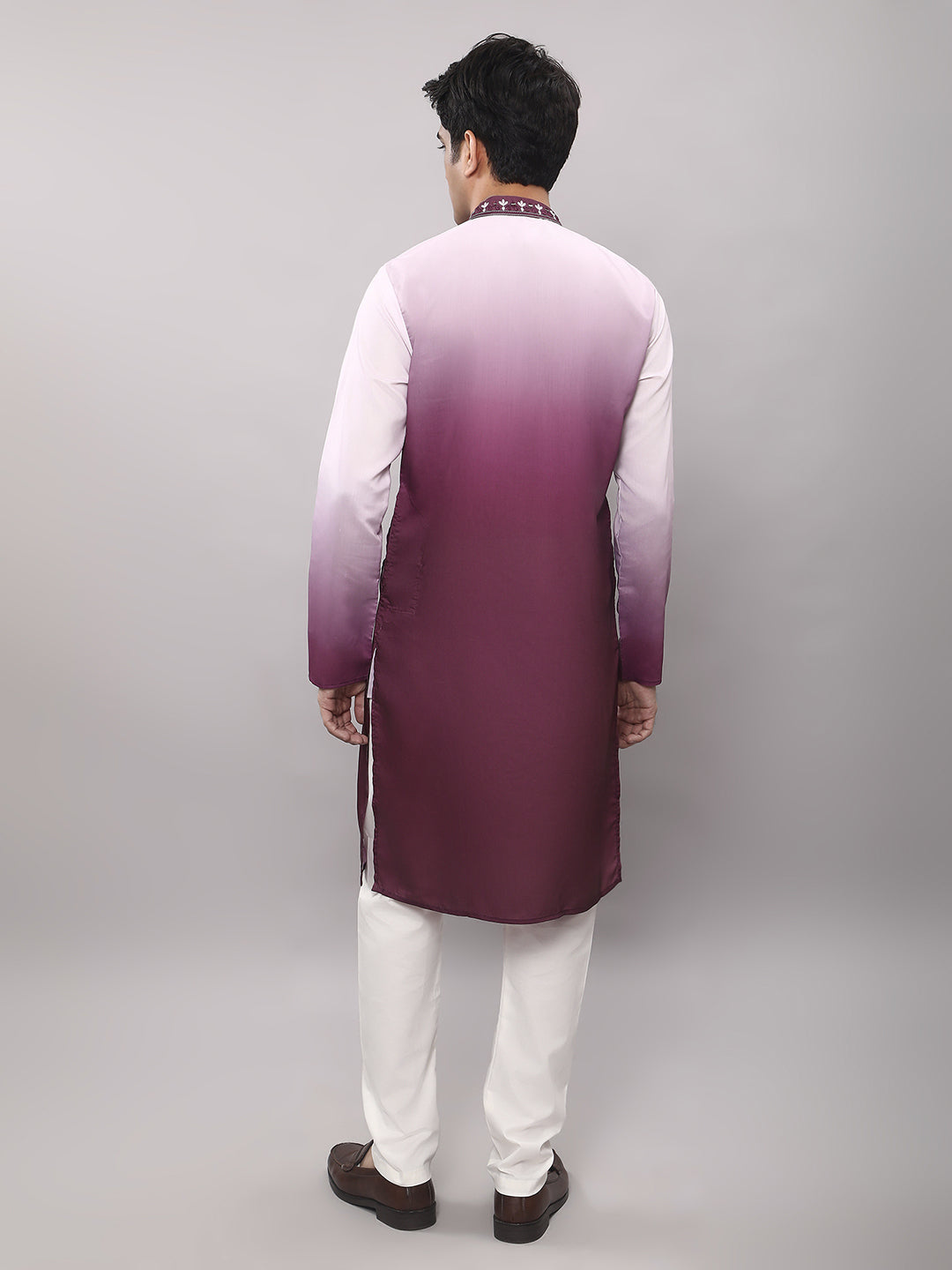 KOMPANION Men's Ombre Style Magenta Kurta