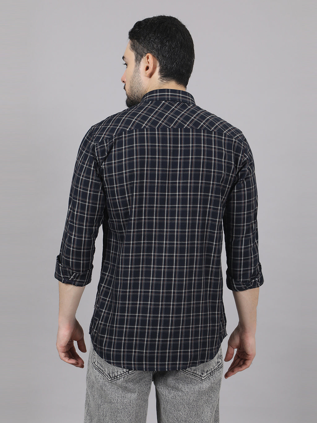 Kompanion Men's Black/Beige Checks Shirt