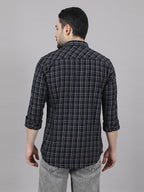 Kompanion Men's Black/Beige Checks Shirt