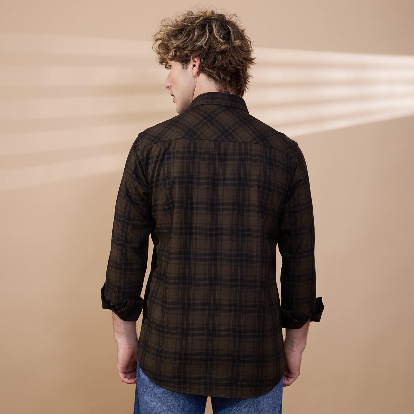 KOMPANION Men's Mehendi Green Checks Shirt
