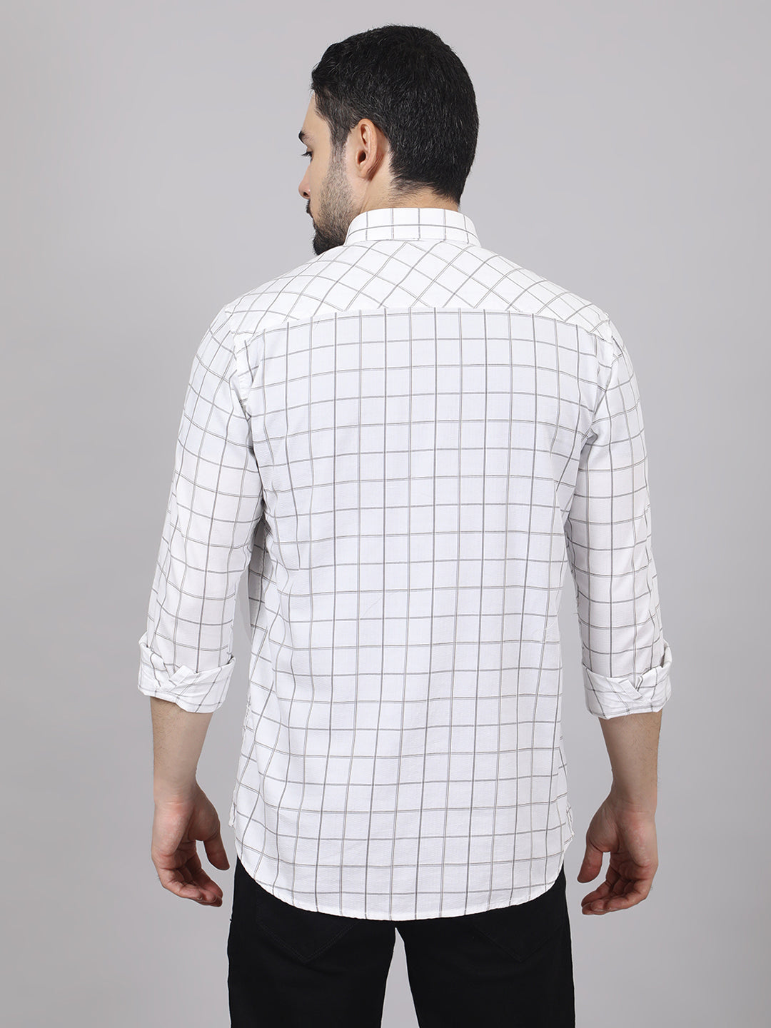 Kompanion Men's White Checks Shirt