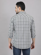 Kompanion Men's Green/White Checks Shirt