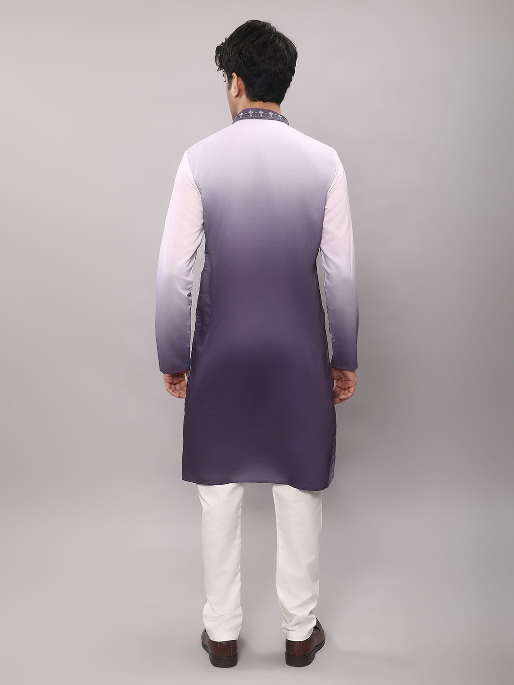 KOMPANION Men's Ombre Style Violet Kurta.