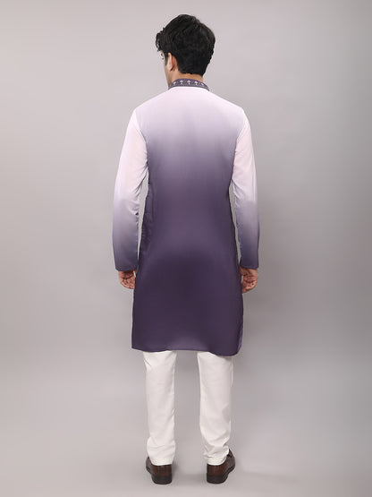 KOMPANION Men's Ombre Style Violet Kurta