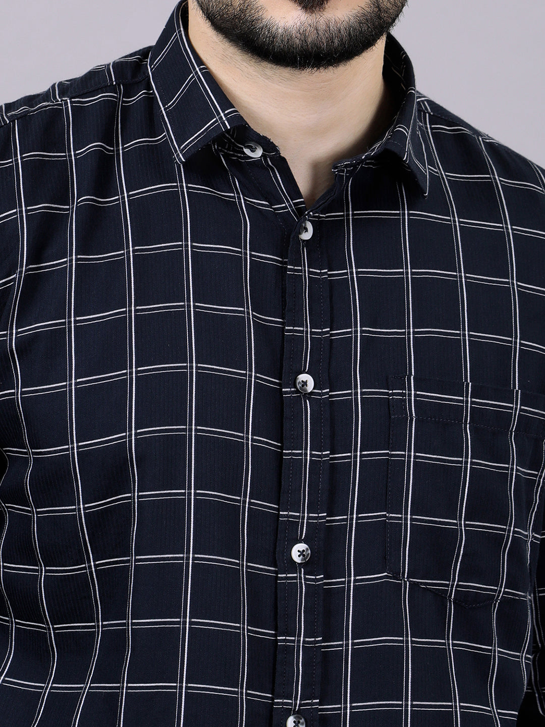 Kompanion Men's Navyblue Checks Shirt