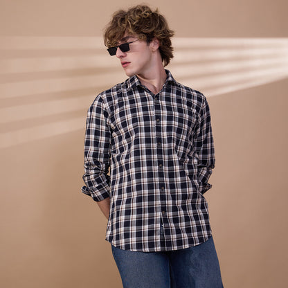 KOMPANION Men's Black/White Checks Shirt