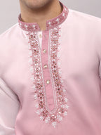 KOMPANION Men's Ombre Style Pink Kurta