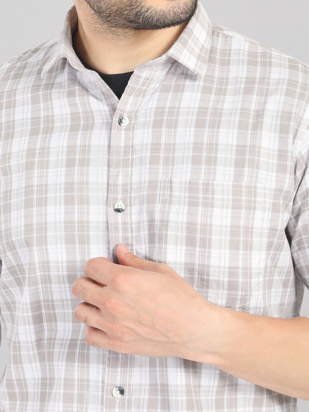 KOMPANION Men's Brown Checks Shirt