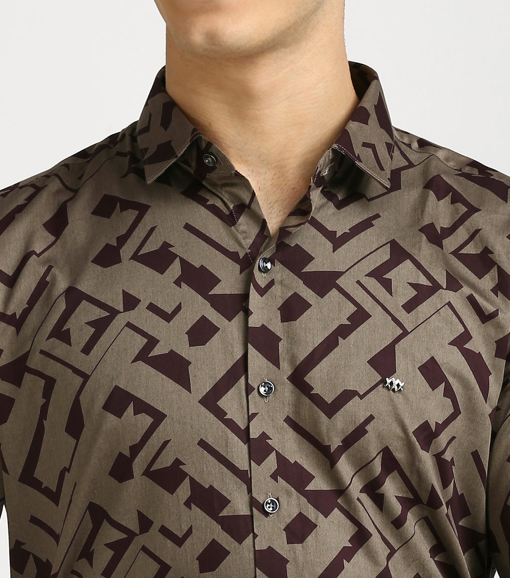 MAROON PRINT SHIRT | Satin