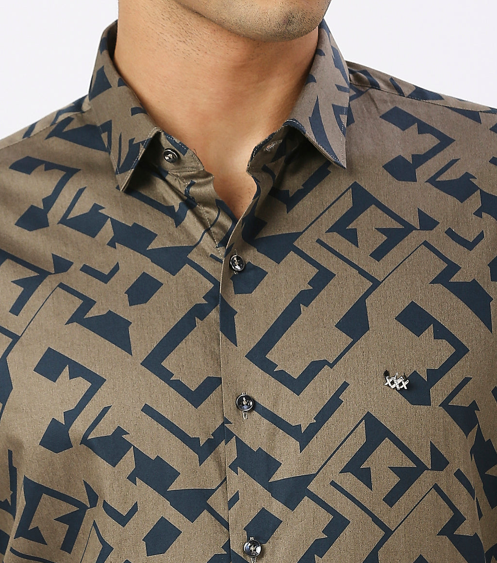 BLUE PRINT SHIRT | Satin