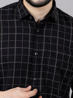Kompanion Men's Black Checks Shirt