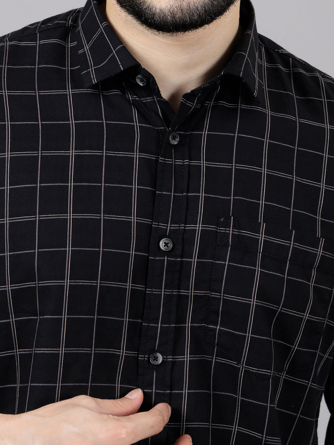 Kompanion Men's Black Checks Shirt