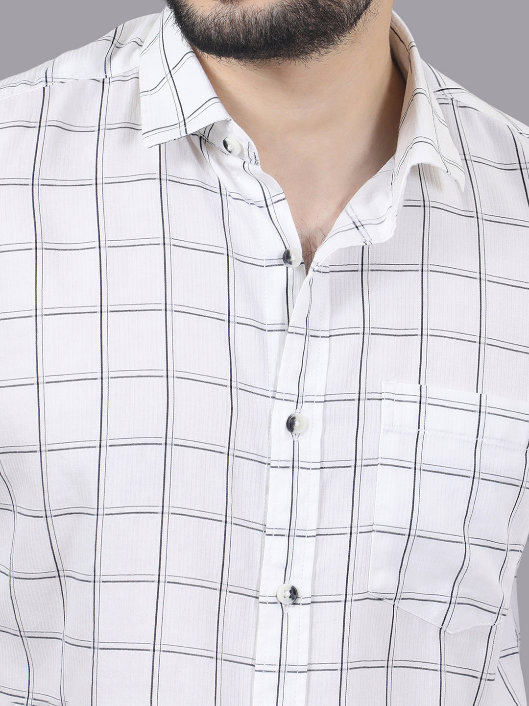 Kompanion Men's Navyblue/White Checks Shirt