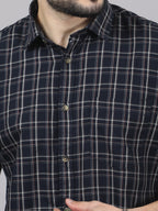 Kompanion Men's Black/Beige Checks Shirt