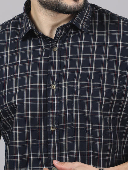 Kompanion Men's Black/Beige Checks Shirt