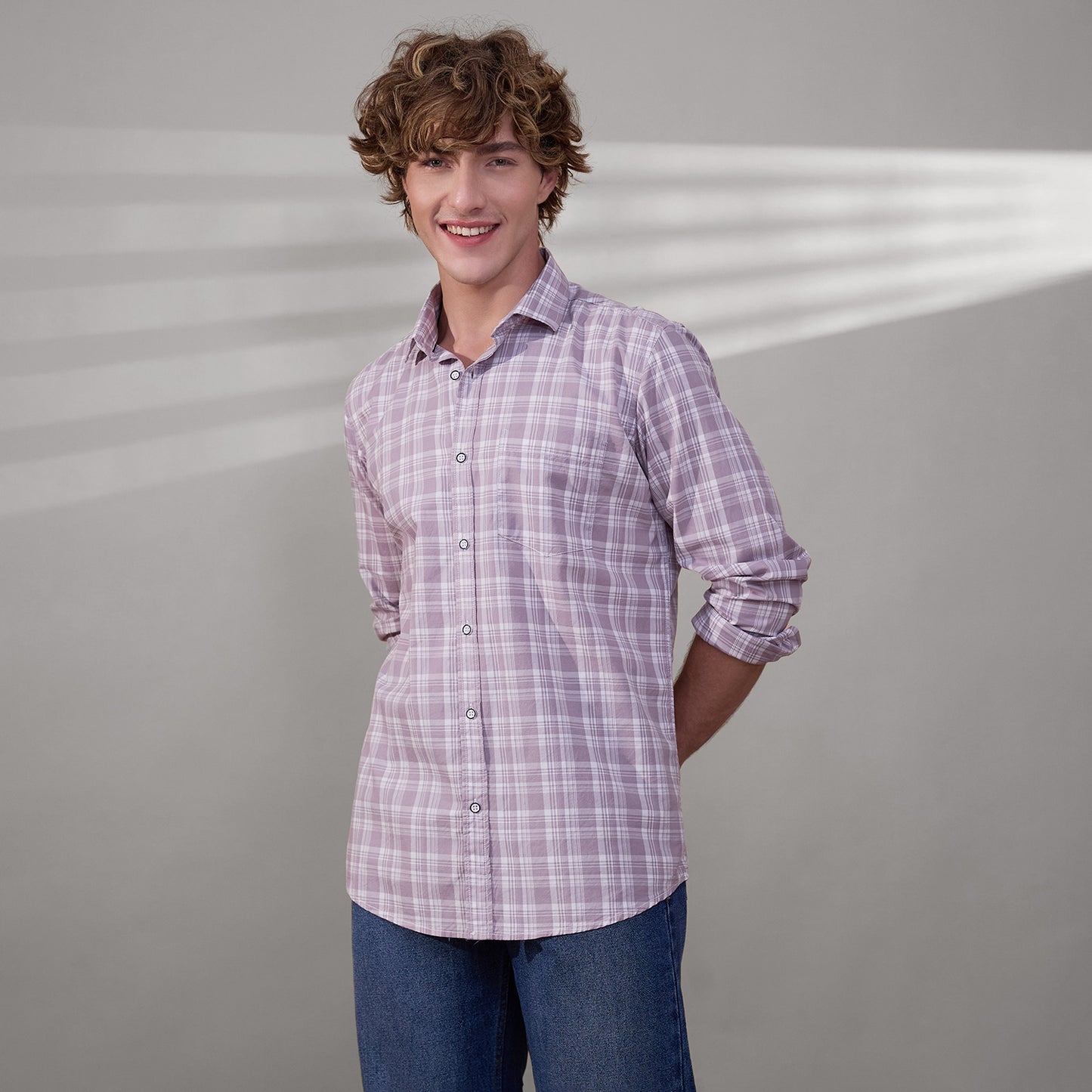 KOMPANION Men's Lilac Checks Shirt