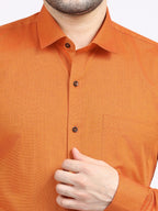 Men's Solid Orange Shirt - Allen Brown