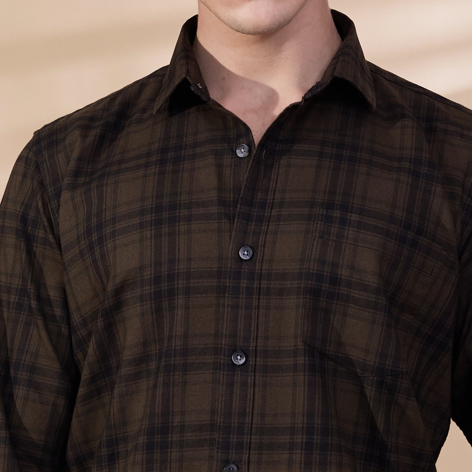 KOMPANION Men's Mehendi Green Checks Shirt