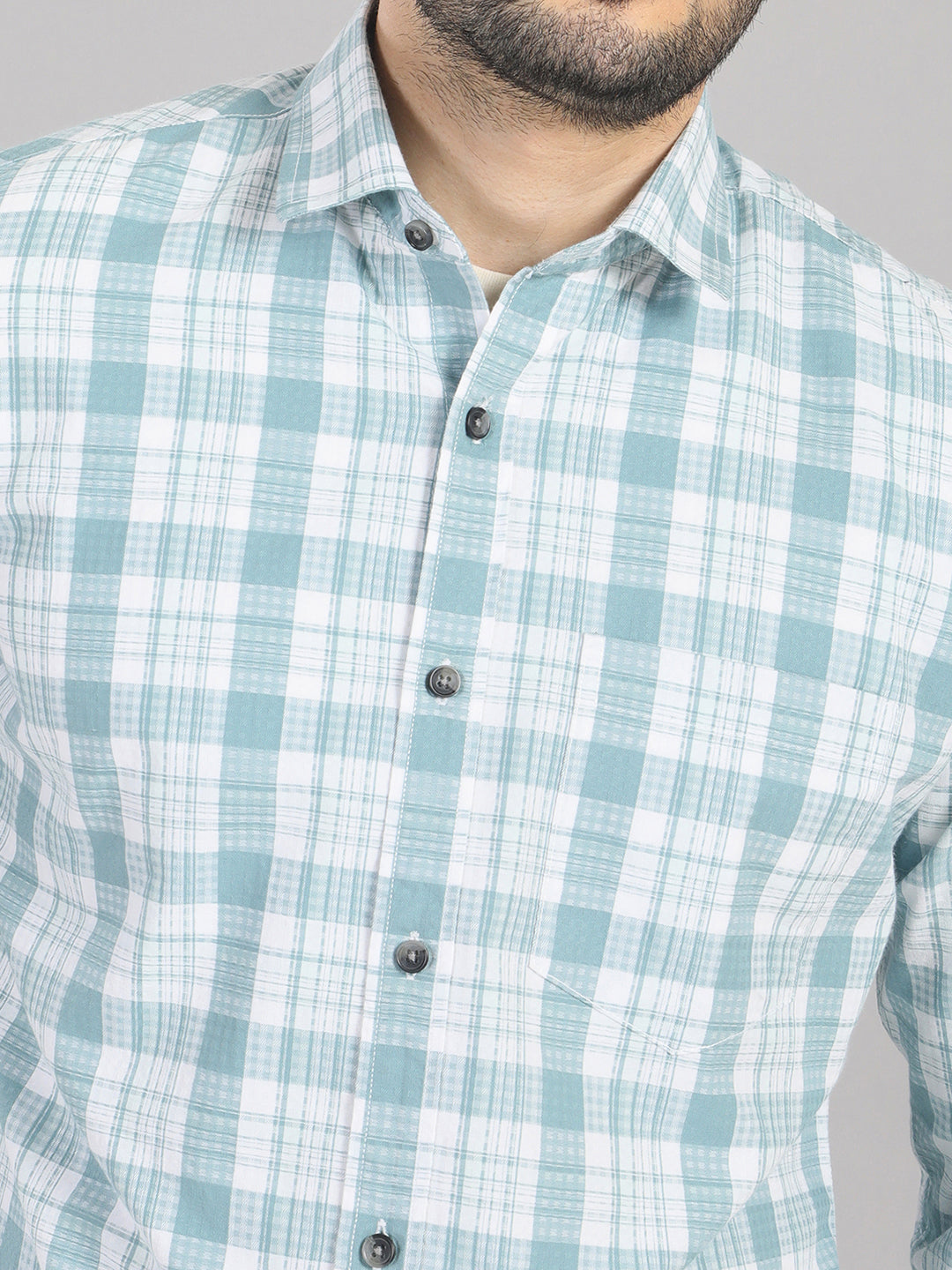 KOMPANION Men's Light Green Checks Shirt