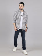 Kompanion Men's Brown/White Checks Shirt