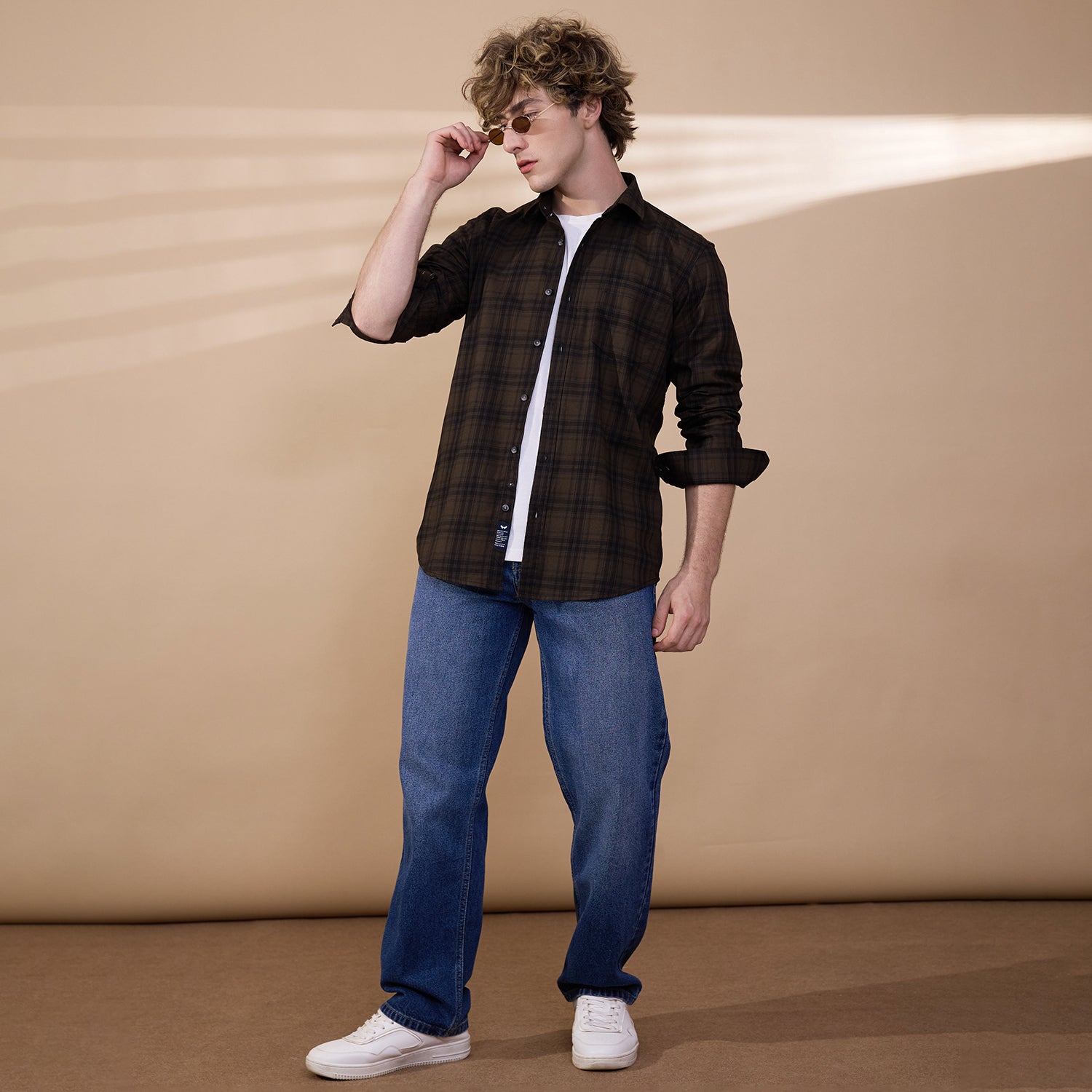 KOMPANION Men's Mehendi Green Checks Shirt