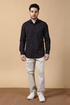 KOMPANION Men's Dark Grey Checks Shirt